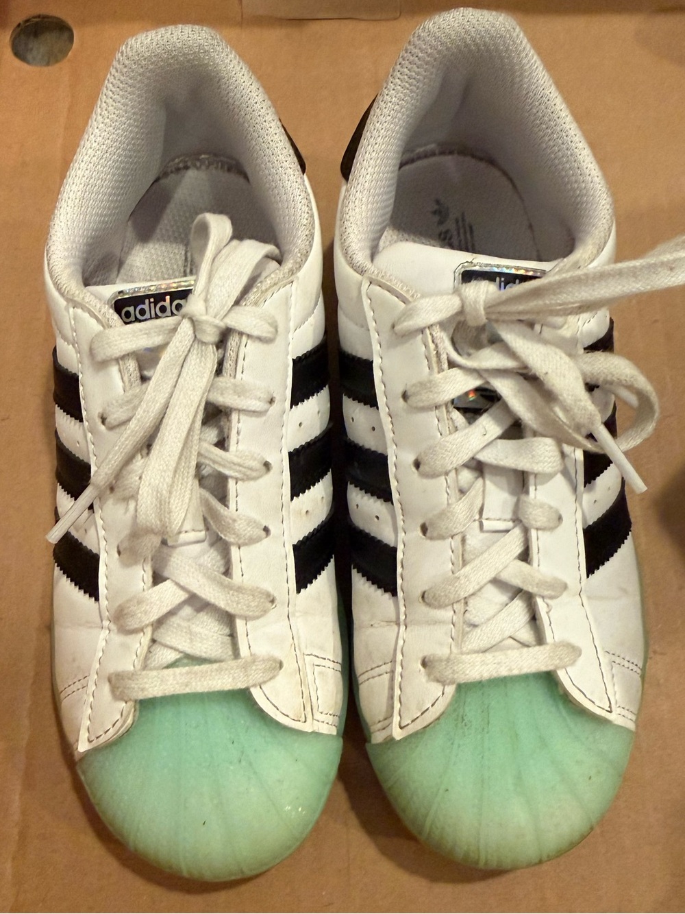 adidas Kids Superstar LED Lights Sneakers (White/Aqua)
